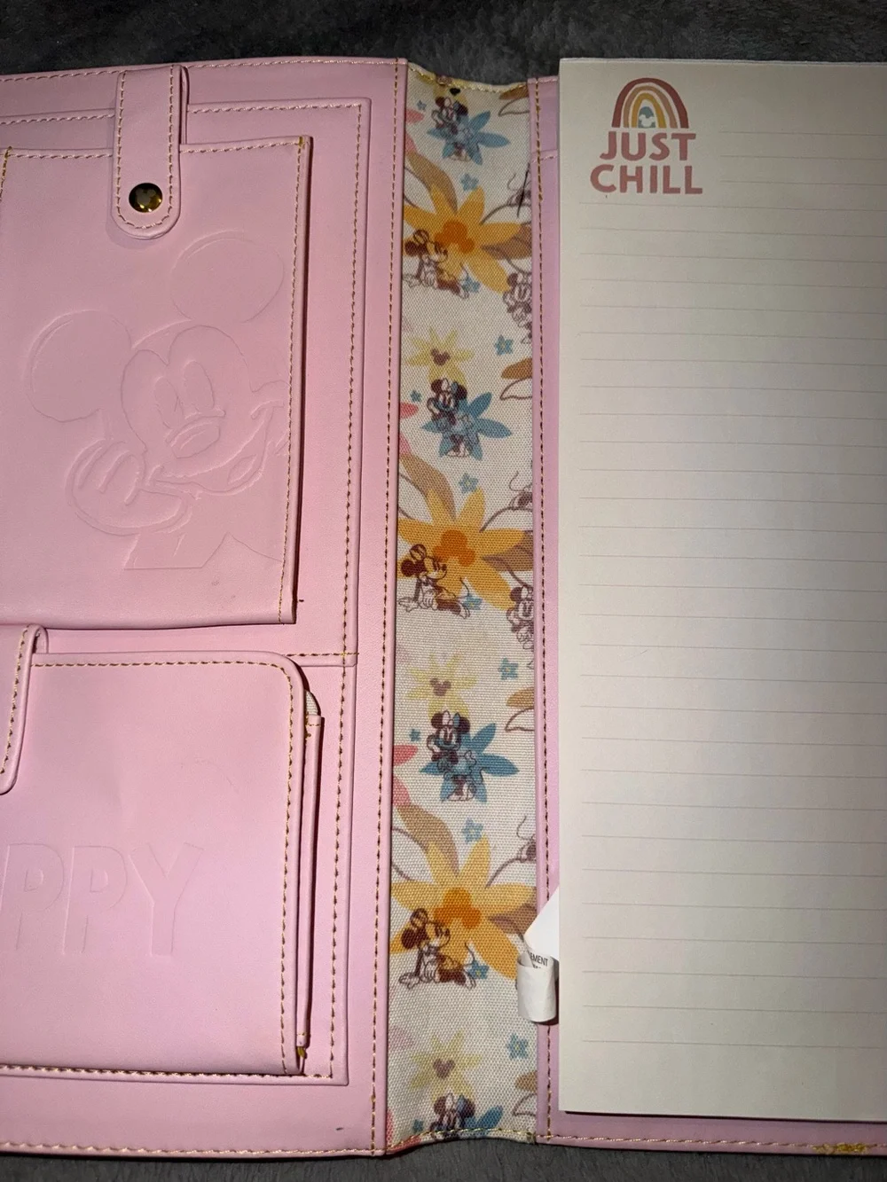 RARE Walt Disney Mickey Mouse Pink Padfolio Set